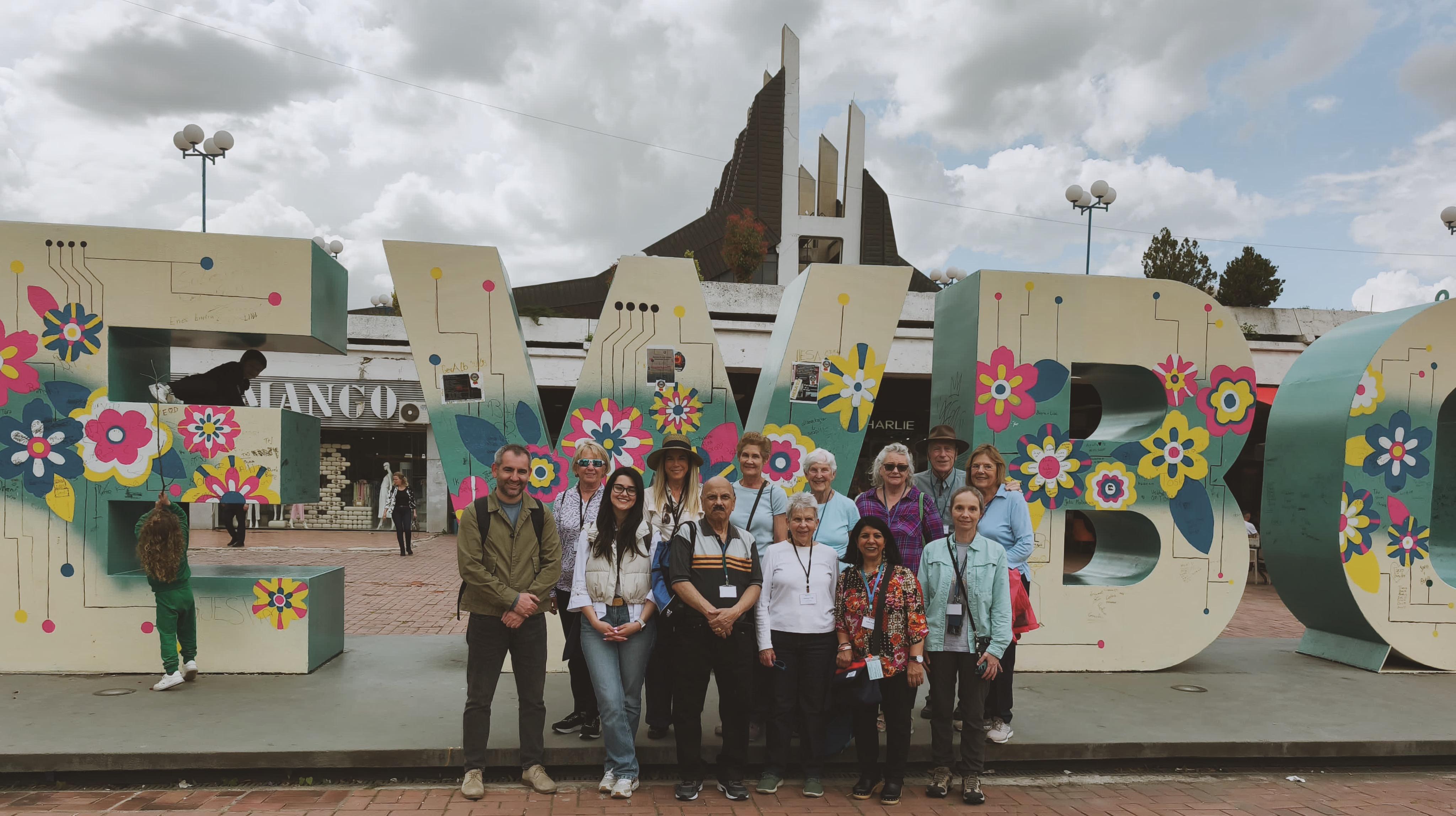 Insider Tour Group at the Newborn Statue In Pristhtina, Kosova