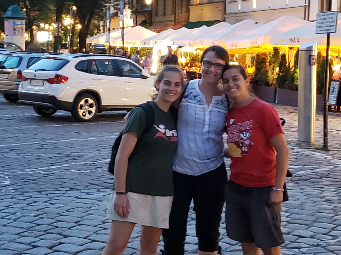 TIna Vickerman with Klara and Kinga, two host daughters, in Poland