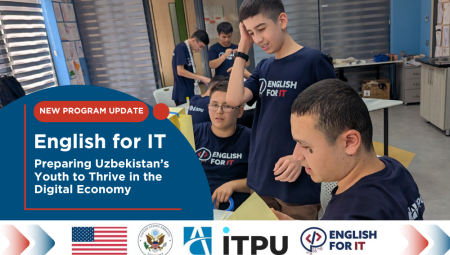 Three Male students work on skill development during English for IT camp